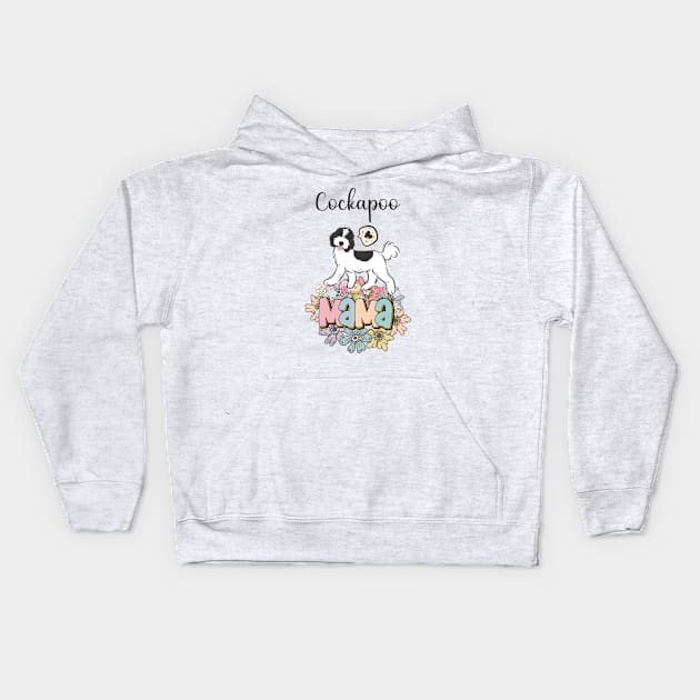 White and Black Cockapoo Mama 7 Kids Hoodie by LulululuPainting